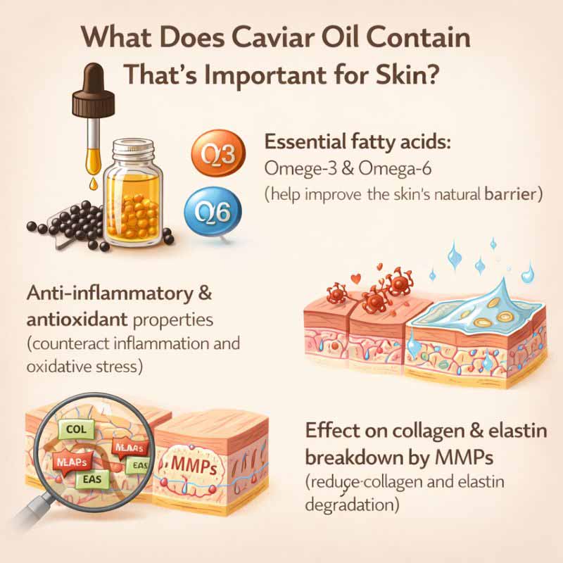 درمان چین و چروک با روغن خاویار